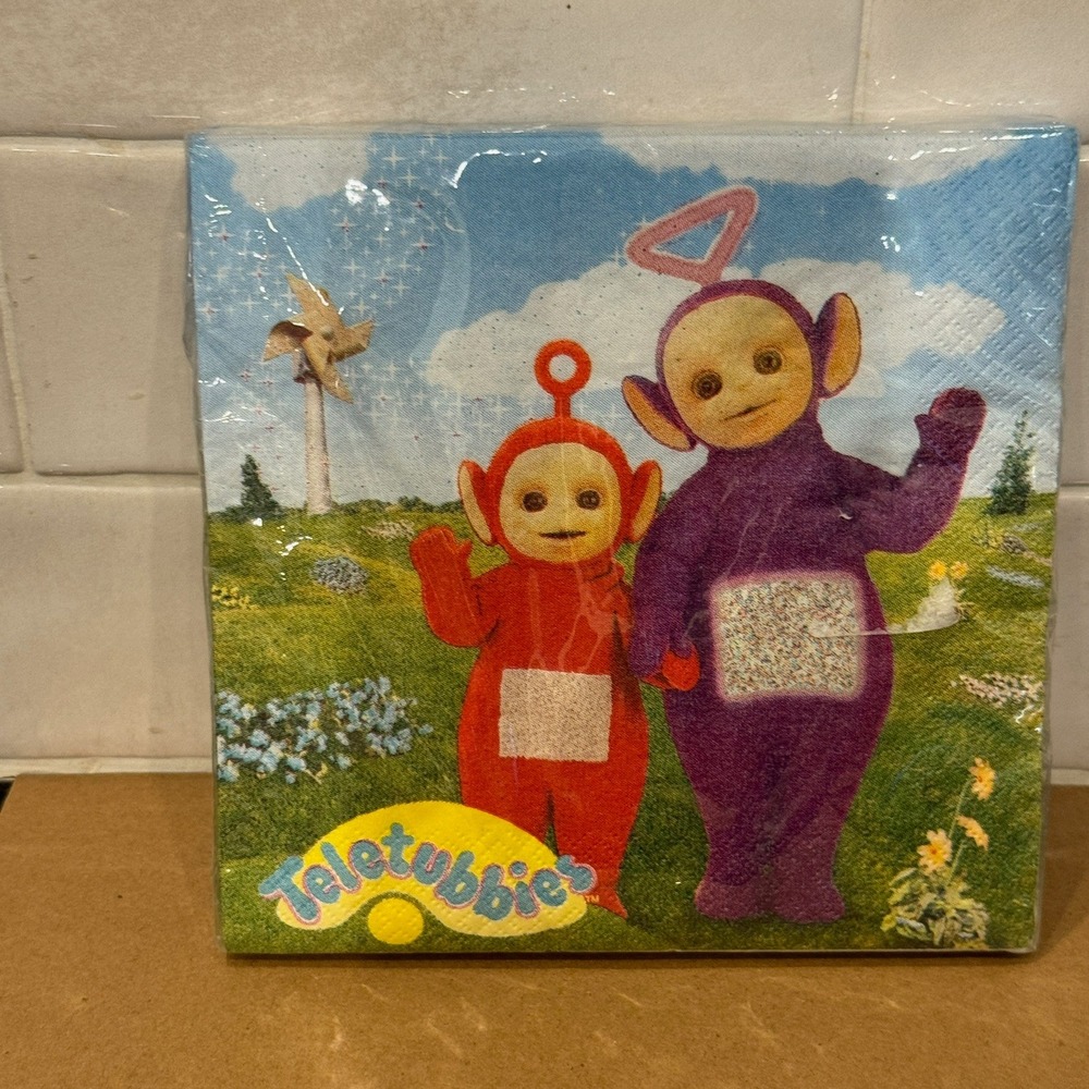 Vintage 1998 Teletubbies Luncheon Napkins 16 Count 3-Ply Amscan Sealed 51076 USA